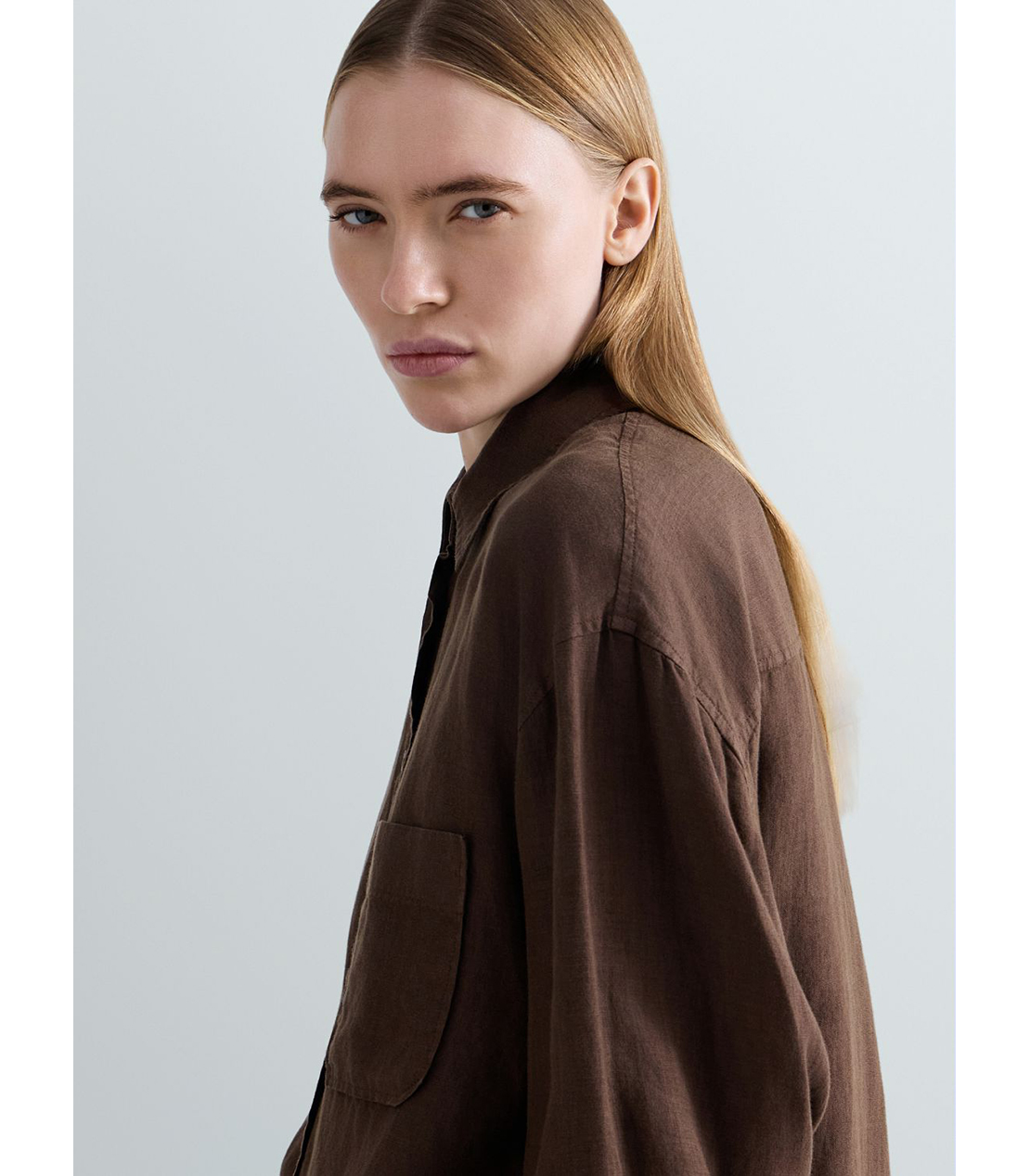 リネンオーバーサイズシャツ 詳細画像 コーヒー 7